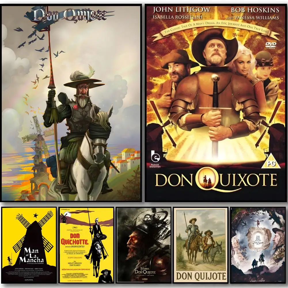 Póster de la película Don Quijote, famosa en todo el mundo, autoadhesiva, resistente al agua, decoración de pared para dormitorio, cafetería