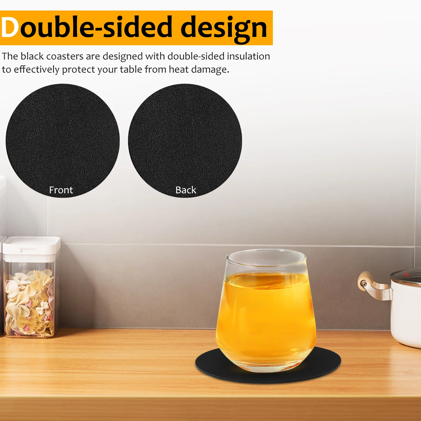 

12 Pcs Coffee Cup Coasters Black Round Drink Mats PU Non Slip Heat Insulated Table Office Car Holder Set