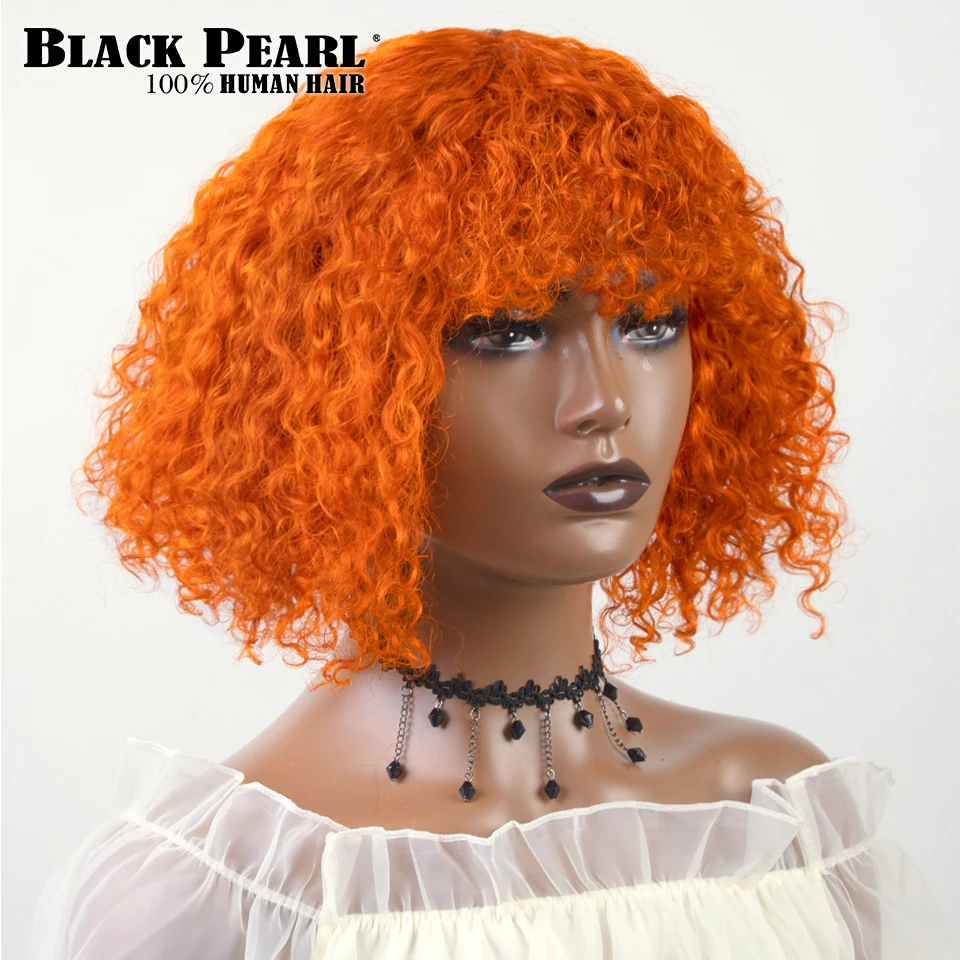 Ginger Orange Wig Jerry Curly Short Pixie Bob Cut Human Hair Wigs With Bangs Deep Water Wigs For Women Human Hair Wigs On Sale