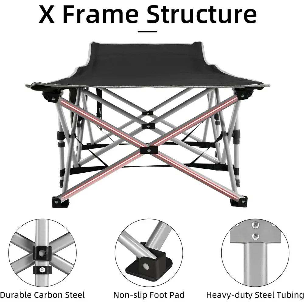 Imagem -05 - Berço de Acampamento Portátil para Adultos Berço para Dormir 28 Extra Wide Dobramento Resistente Carga Máxima 600lbs com Colchão Grosso