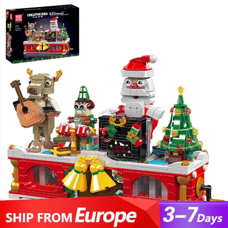 Creative Christmas theme Building Blocks Christmas Carnival Band Model Bricks Desktop decor Assembly Toys Educational Kids Gift