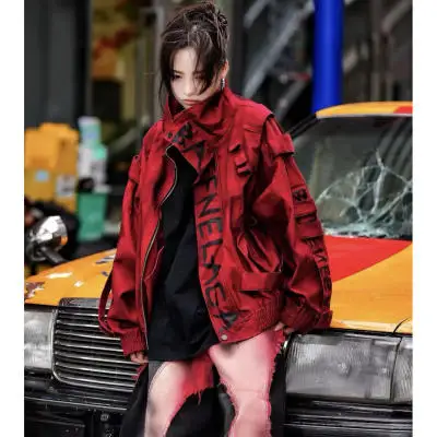 

Unisex Y2K Red Coat Autumn Winter Women Sports New Dark Fire Thickened Warm Male Coats Loose Casual Menswear