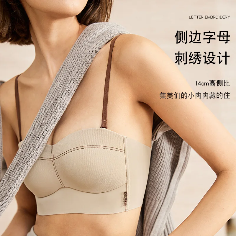 New product fixed cup girl seamless bra gathered and supported without steel ring underwear comfortable, light and breathable