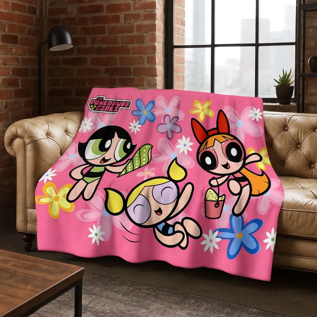 

Cartoon P-Powerpuff Girl Cute Art Flannel Blanket,Cozy Soft Throw Blanket for Home Bedroom Bed Sofa Picnic Office Cover Gift Kid