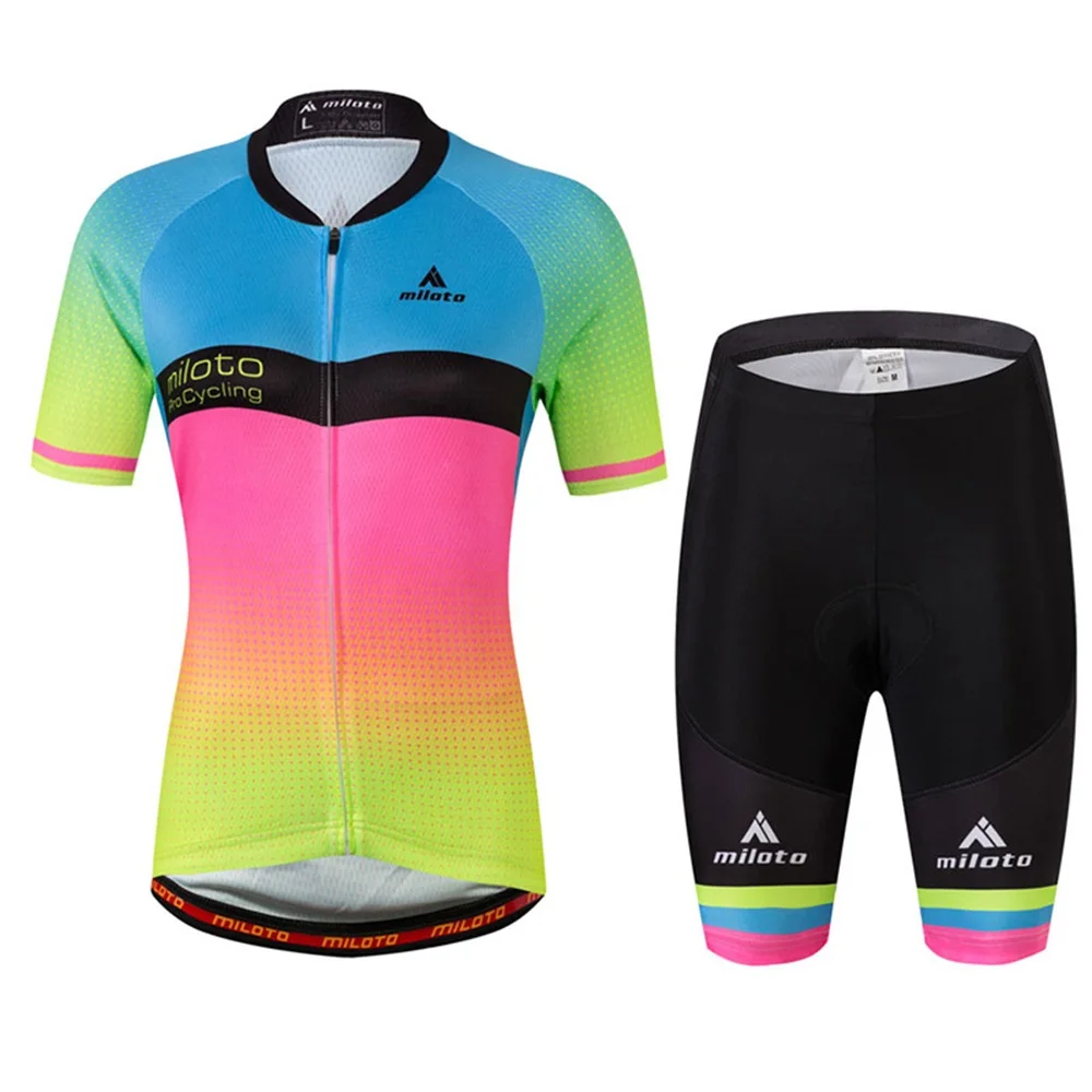 Fluorescence Women Race Cut Aero Cycling Jersey Bib Shorts Short Sleeve Bike Jerseys Road Track Bicycle Clothing Ropa Ciclismo