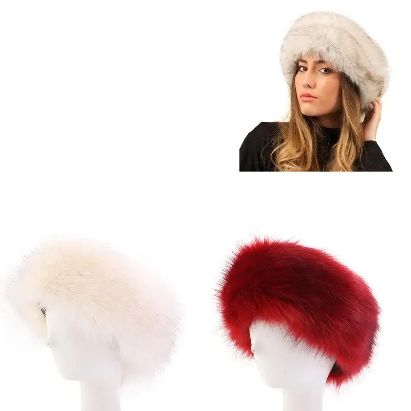 قبعة شتوية سميكة من الفرو المنفوش قابلة للتنفس، تصميم بدون إطار للأيام الثلجية الباردة، مريحة للسفر في الهواء الطلق بدون غطاء علوي