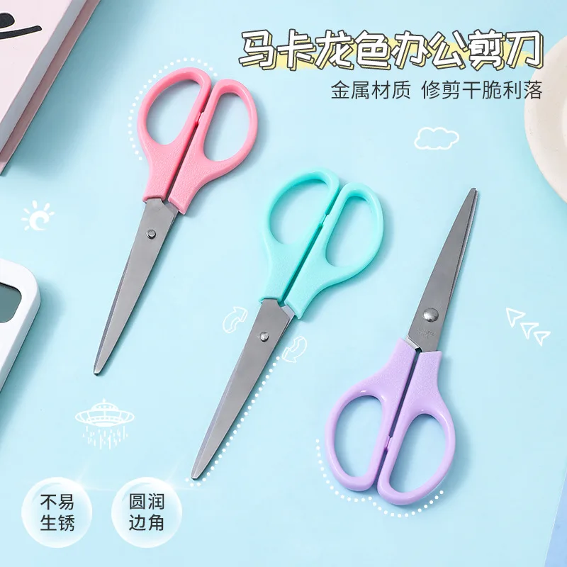 Color Office Stationery Scissors Student 170mm Hand Scissors Wholesale Art Safety Round Head Scissors Cutting Tools