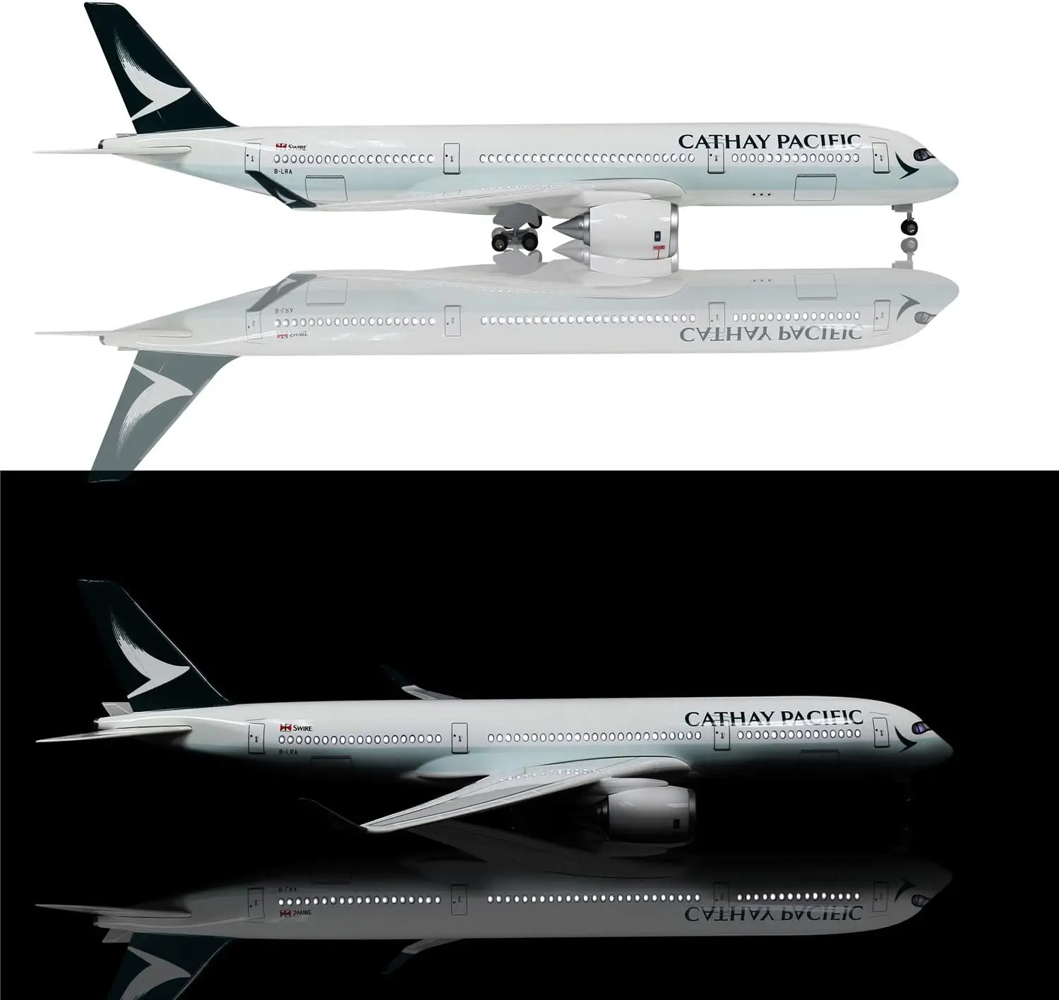 1:142 Airplane Model 47CM Plane Toy 350 Cathay Pacific Plane Model with LED Light(Touch or Sound Control) for Decoration or Gift