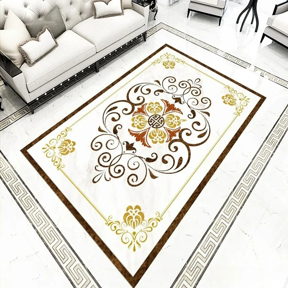 European Ground Parquet Entrance Corridor Restaurant Aisle Parquet Microcrystalline Stone Gold-plated Floor Tile Imitation Water
