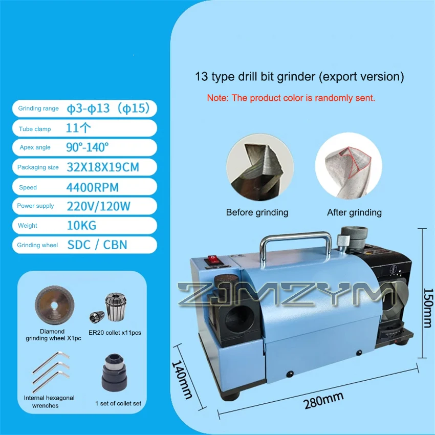 3-13mm Drill Bit Grinder High Precision Twist Drill Sharpening Machine Drill Bit Grinding Machine 220V 120W 4400RPM SDC/CBN