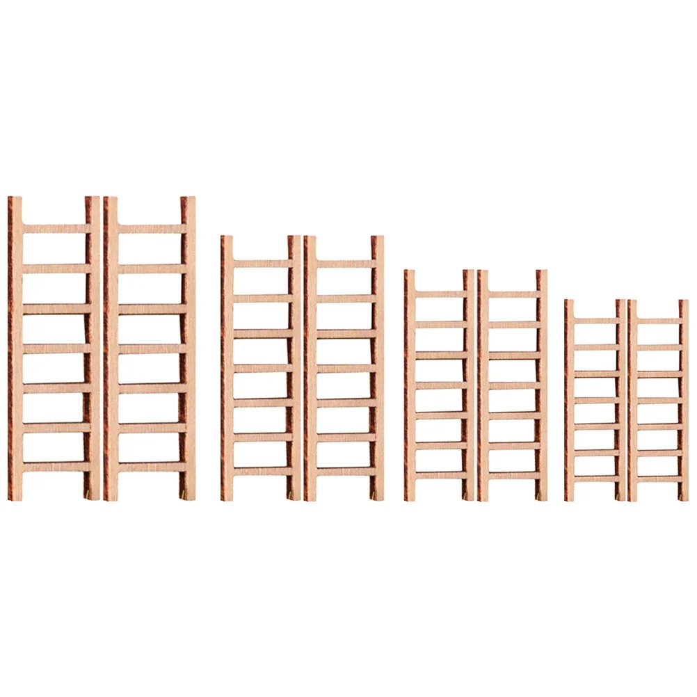 

8pcs Miniature Wood Ladders Mini Wooden Step Ladders Garden Decoration Miniature Furniture Prop micro landscape ladder