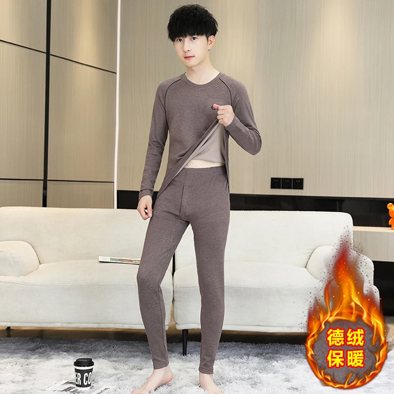2025 sous-vêtements chauds hommes Double face résistant au froid apprêt près du corps vêtements intérieurs automne vêtements et pantalons ensemble pour hommes