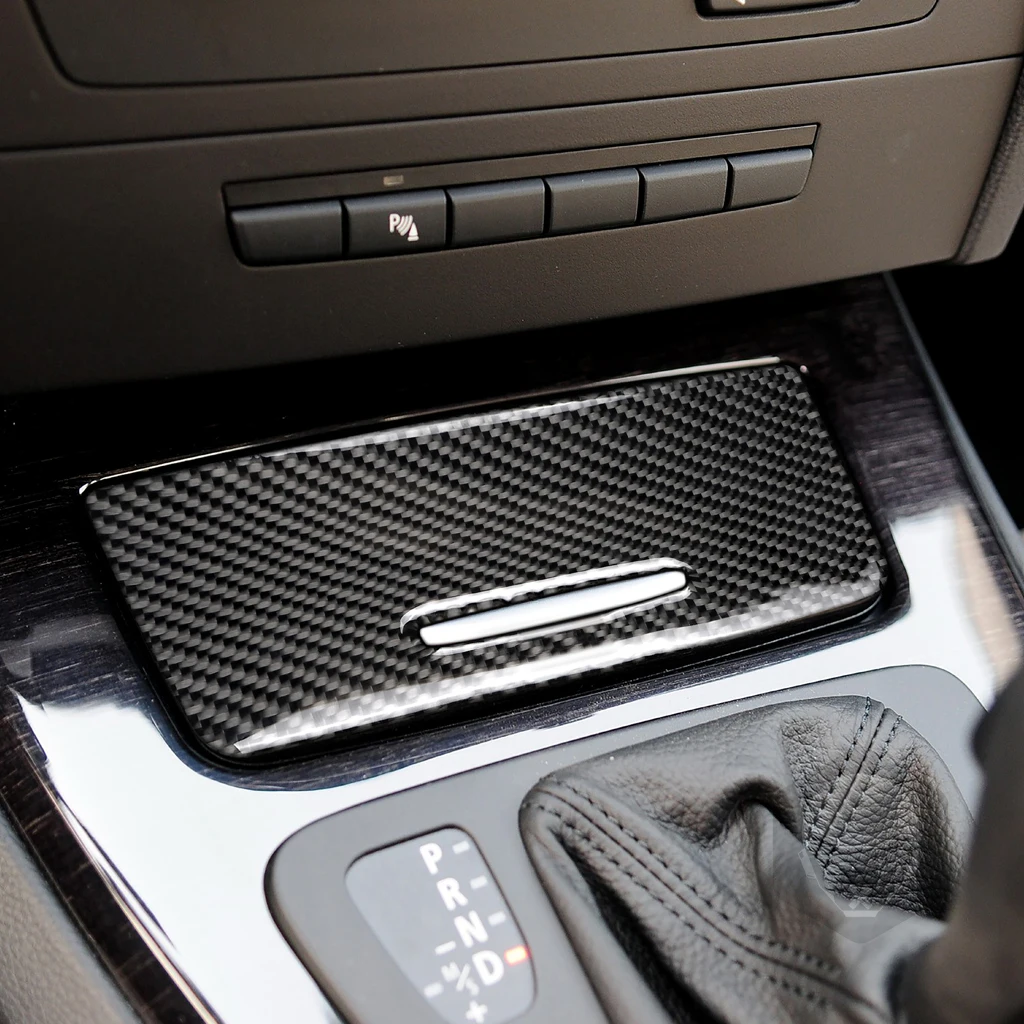 Carbon Fiber Console Ashtray Storage Trim Cover Fits For BMW M3 E90 E92 E93 2005-2012 Cars Ashtray Storage Trim