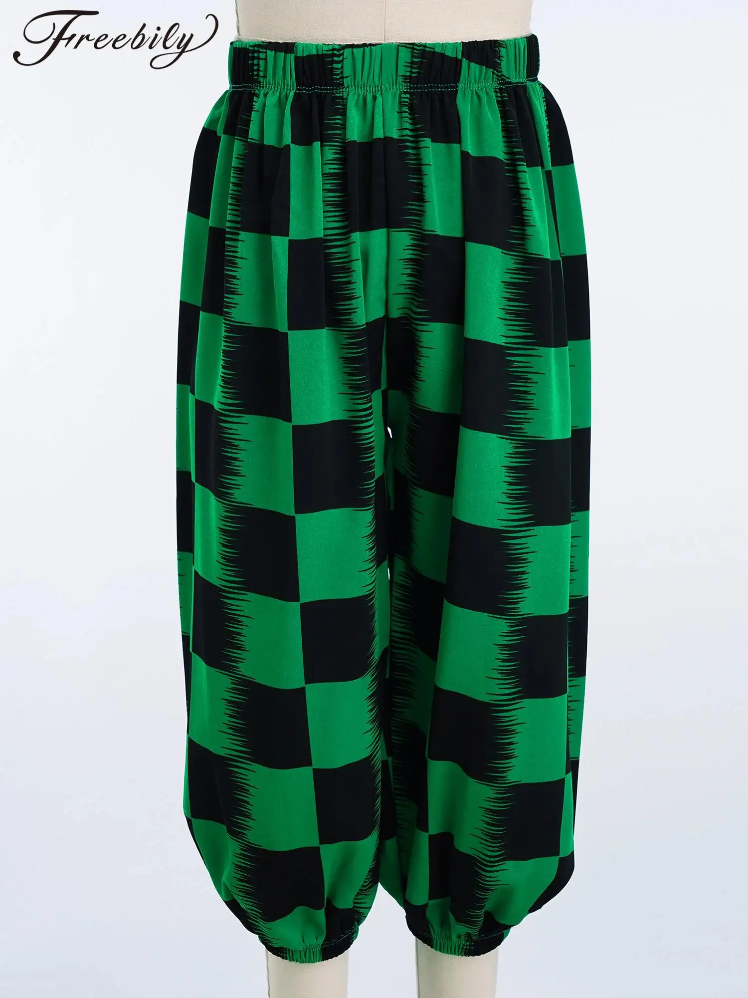

Jazz Dance Wear Childs Loose Lantern Pants Hip Hop Performance Dancing Clothes Plaid Trousers Kids Boys Girls Stripe Bloomers