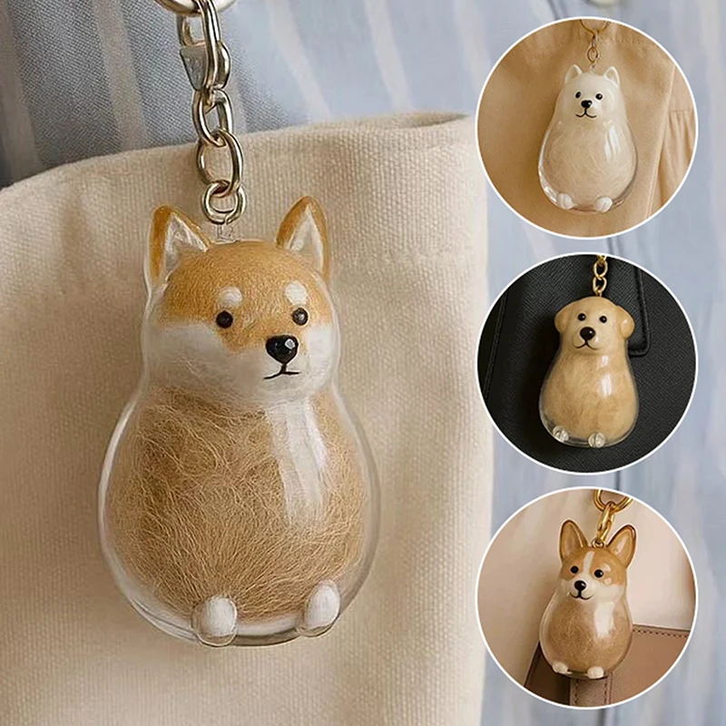 

Clear Puppy Hair Memorial Keepsake Capsule Pet's Dog Fur Container Corgi Samoyed Golden Pet Hair Retriever DIY Pendant Keychain