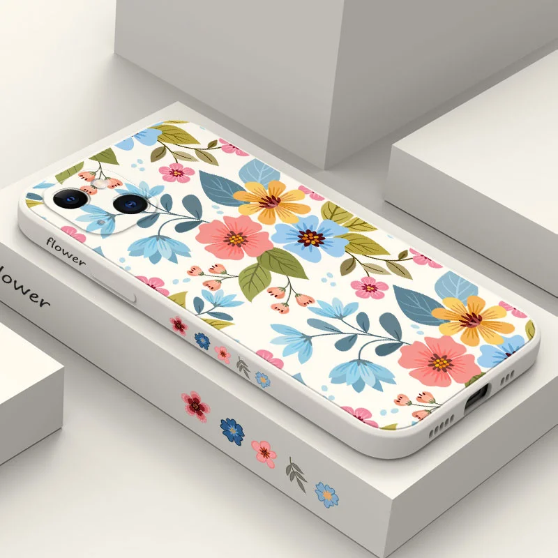 Abstract Plants Flower Silicone Phone Case for iPhone 17 13 12 11 14 15 16 Pro Max Case iPhone 16Plus 16E 17Air Shockproof Cover