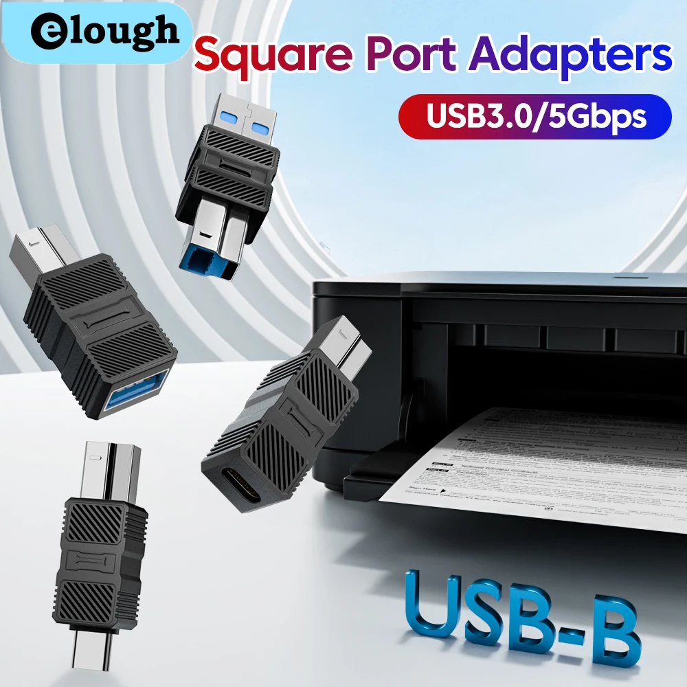 Elough USB-B3.0 Printer Adapter USB B Male To USB Type C Female Converter High Speed Printing adapter For Printer Hard Drive Box