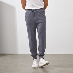 Pantalon en cachemire taille haute pour homme, legging ample tricoté, décontracté, chaud, à la mode, nouvelle collection automne et hiver 100%, 2022