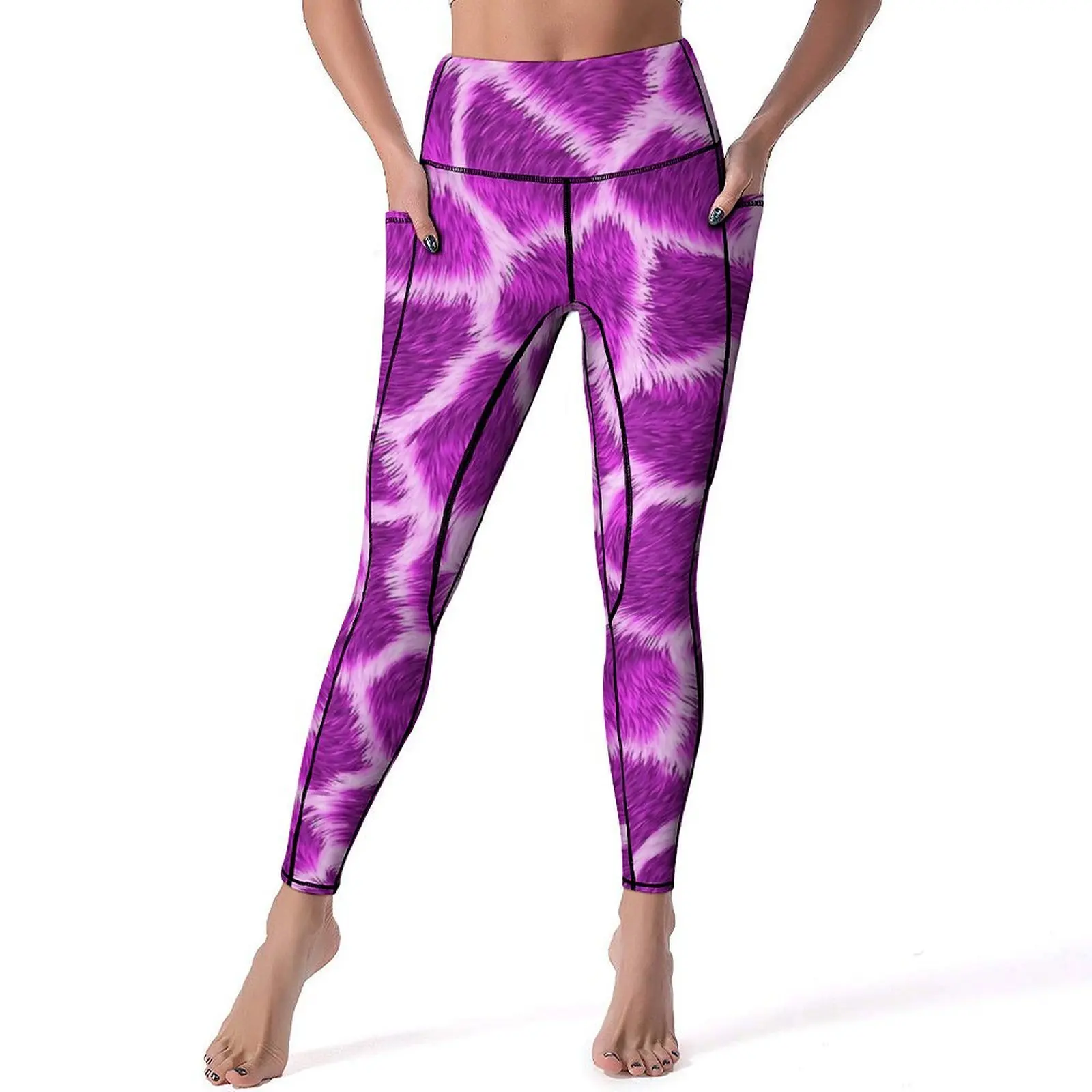 Fuchsia Giraffe Print Leggings  Fitness Yoga Pants Push Up Aesthetic Leggins Quick-Dry Graphic Sport Legging Gift