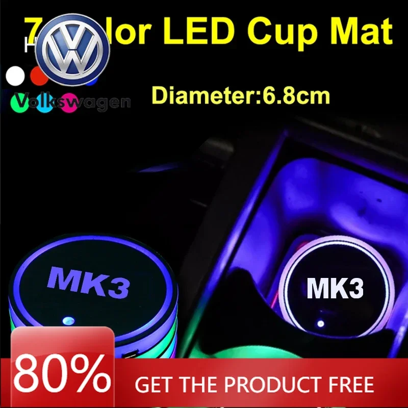 

Для VW Volkswagen Jetta MK5 Golf Intelligent 7-цветная легкая подставка для Ford MK3, зарядка через USB, атмосфера, декоративные напитки