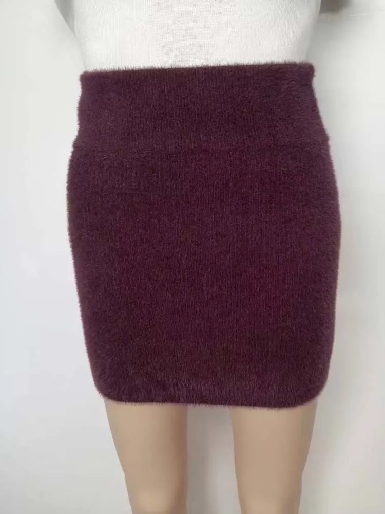 

Winter Mink Velvet Skirt Solid Color Warm Soft Furry Skirts Women Elegant A Line Skinny Stretchy Slim Fit Skirt 2025 New