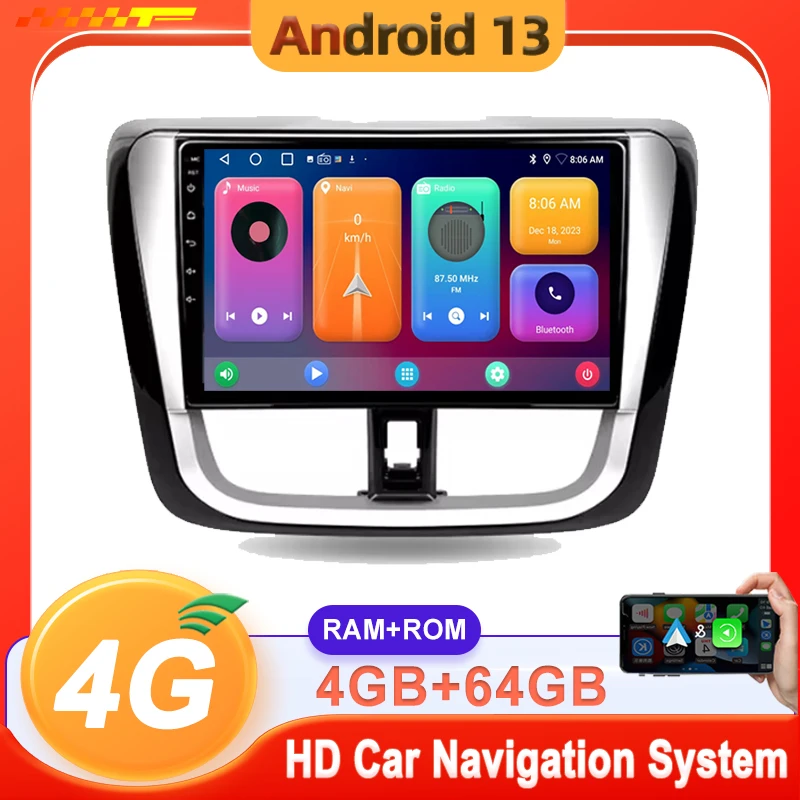 

9 inch Android 13 Carplay Auto Car Radio For Toyota Vios Yaris L 2016 - 2019 Multimedia Player GPS Navigation Touch Screen HDR