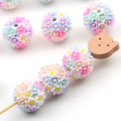 4pcs Beautiful Flower Balls Round Beads for Jewelry Making DIY Bracelet Phone Pen Bag Chain Beaded Decors Accessories