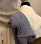 

2026 Winter Sweater Slim Fit Waist Cinched Top For Commuting Women Sexy Off Shoulder Pullover Knitted Sweater