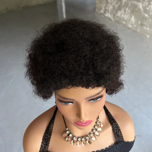 Imagen 2 del producto Pelucas rizadas Afro cortas baratas para mujeres cabello humano cabello brasileño pelucas Afro de cabello humano peluca completa hecha a máquina