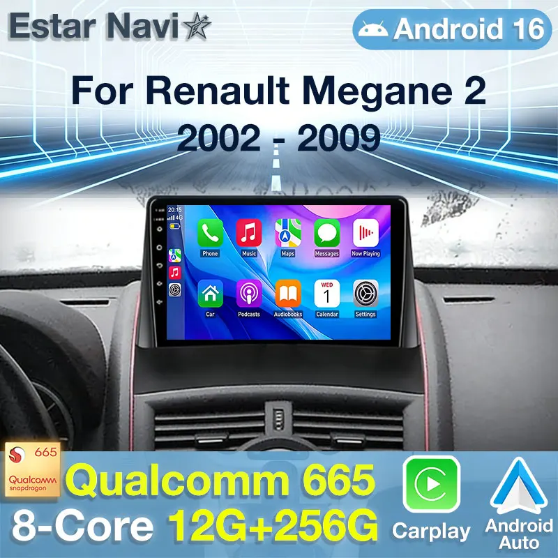 Android 16 Car Radio For Renault Megane 2 2002 - 2009 GPS Multimedia Player Navi Video DSP Head Unit RDS Stereo Auido QLED Audio