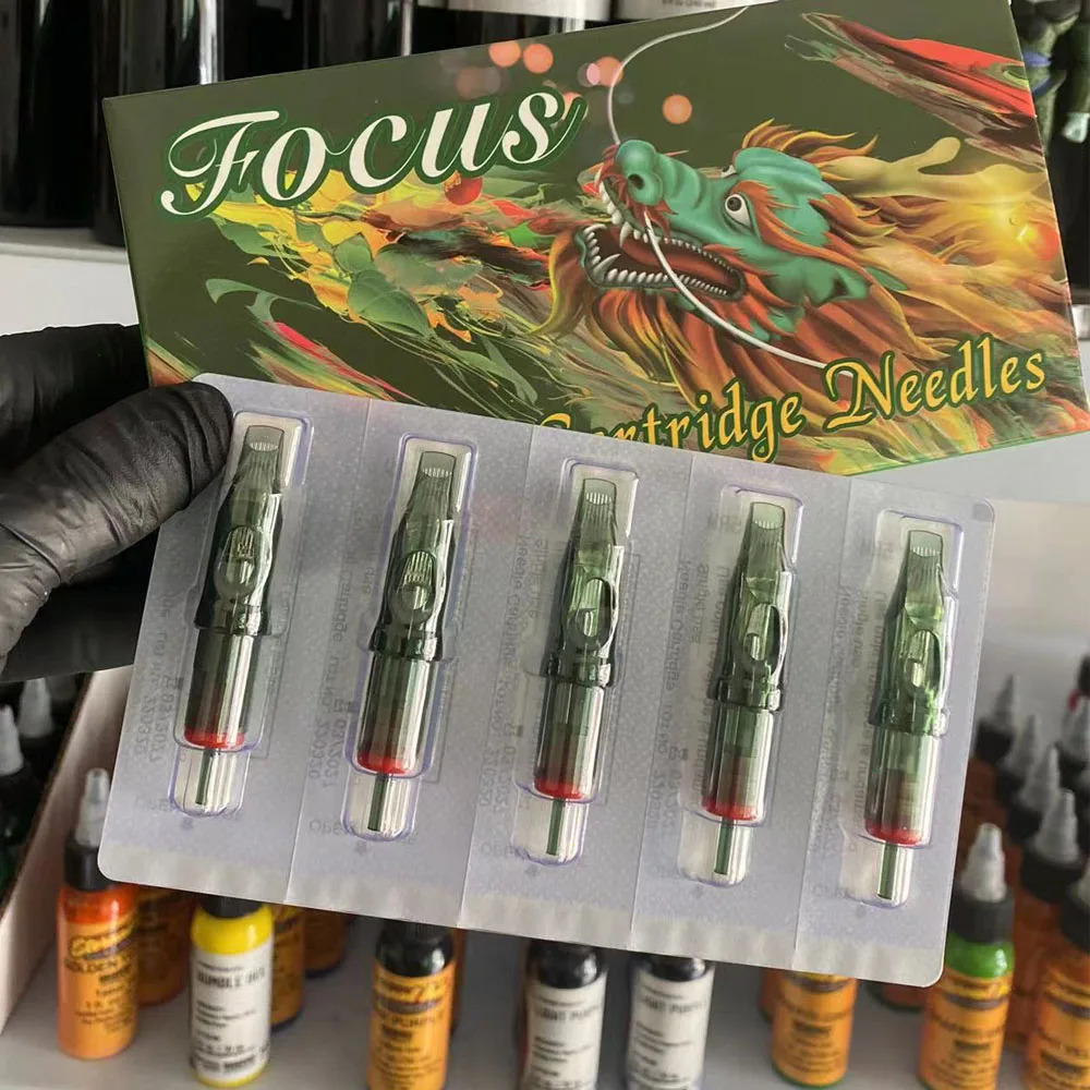 20 Stuks Focus Tattoo Naald Cartridge Positionering Liner Shader Voor Tattoo Permanente Make-Up Pen Machine