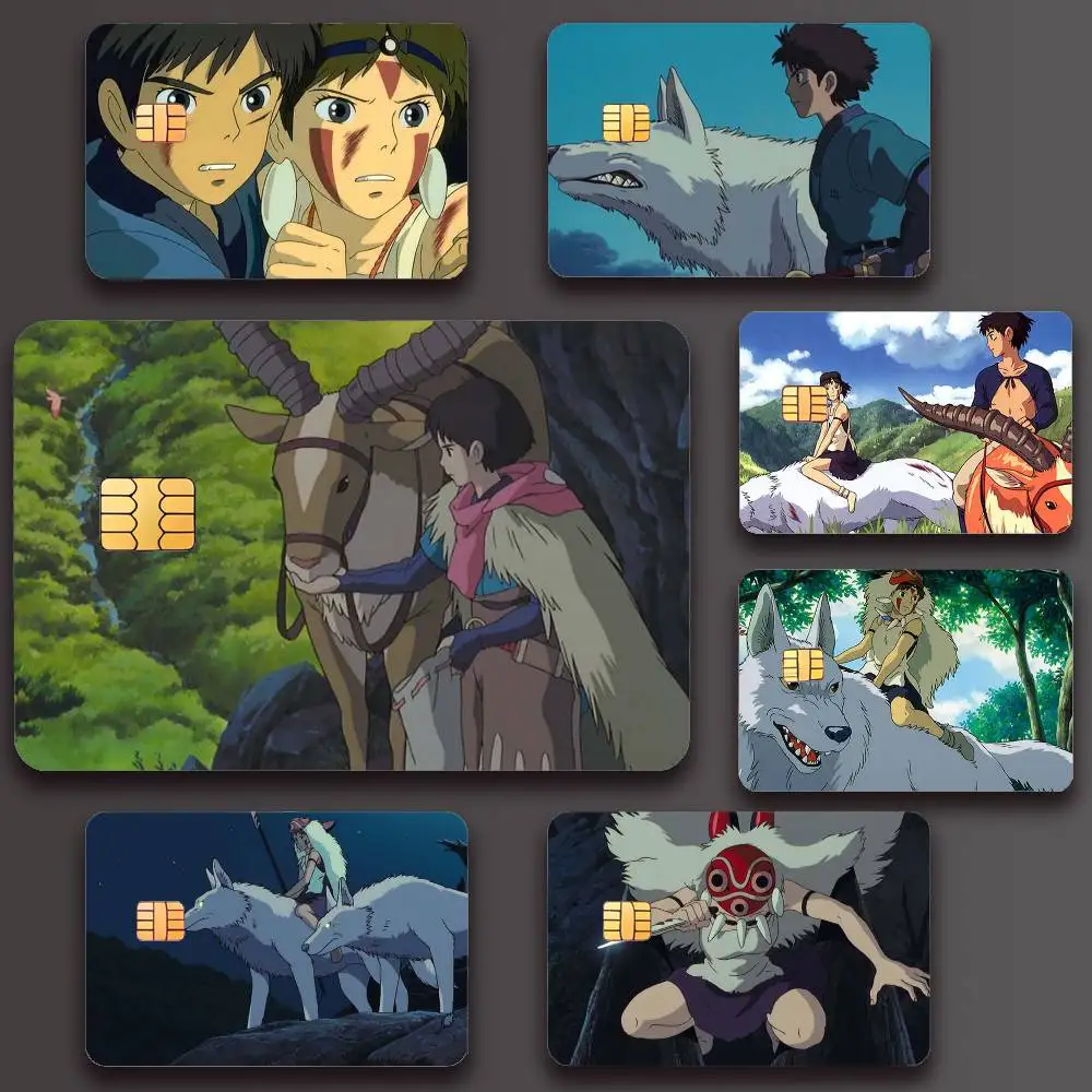 Póster de Anime P-Princess m-mononoke, cubierta de piel de crédito, pegatinas para tarjetas, película de autobús, decoración frontal, débito bancario, resistente al agua, 4 Uds.
