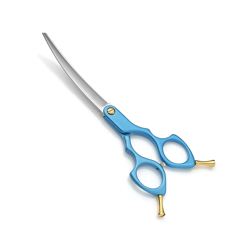 Colorful Pet Hairdressing 6.5 Inch Curved Scissors Aluminium For Pet Dog Steel Japan Shears