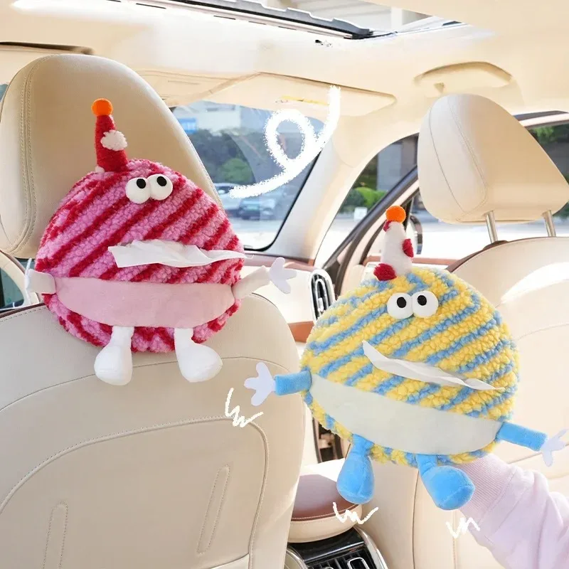 

Hanging Car Tissue Box for Armrest Box - Little Monster Design, Creative Funny Personality, Auto Tissue Bag