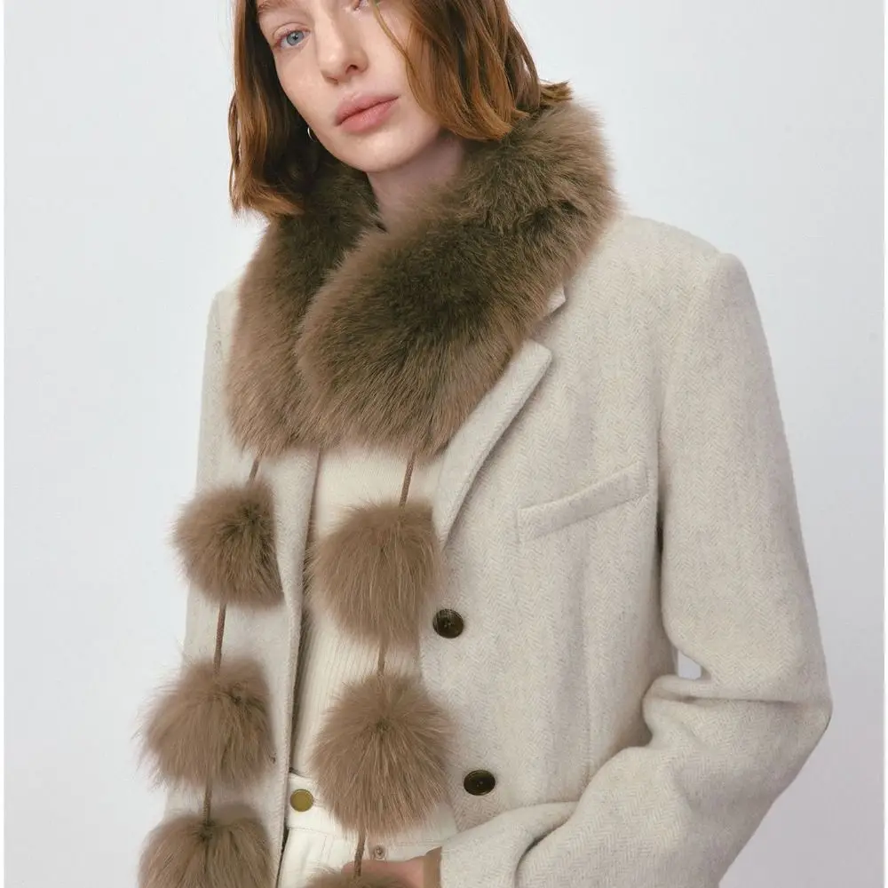 

Retro Faux Rabbit Fur Magnetic Imitation Fur Scarf Warm Korean Style Scarf Soft Shawls Pure Color Bib Autumn Winter