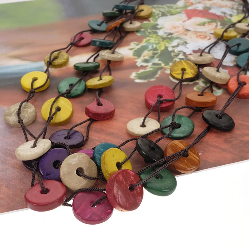 الملونة خمر بوهيميا قلادة خفيفة الوزن جوز الهند شل قلادة هدية عيد ميلاد مجوهرات للنساء الفتيات بوهيميا قلادة #1