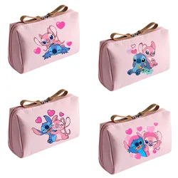 Stitch Makeup Bag Cute Cartoon Exquisite Travel Clutch Cosmetic HandBags Women Portable Mini Pink Zipper Pouch Birthday Gifts