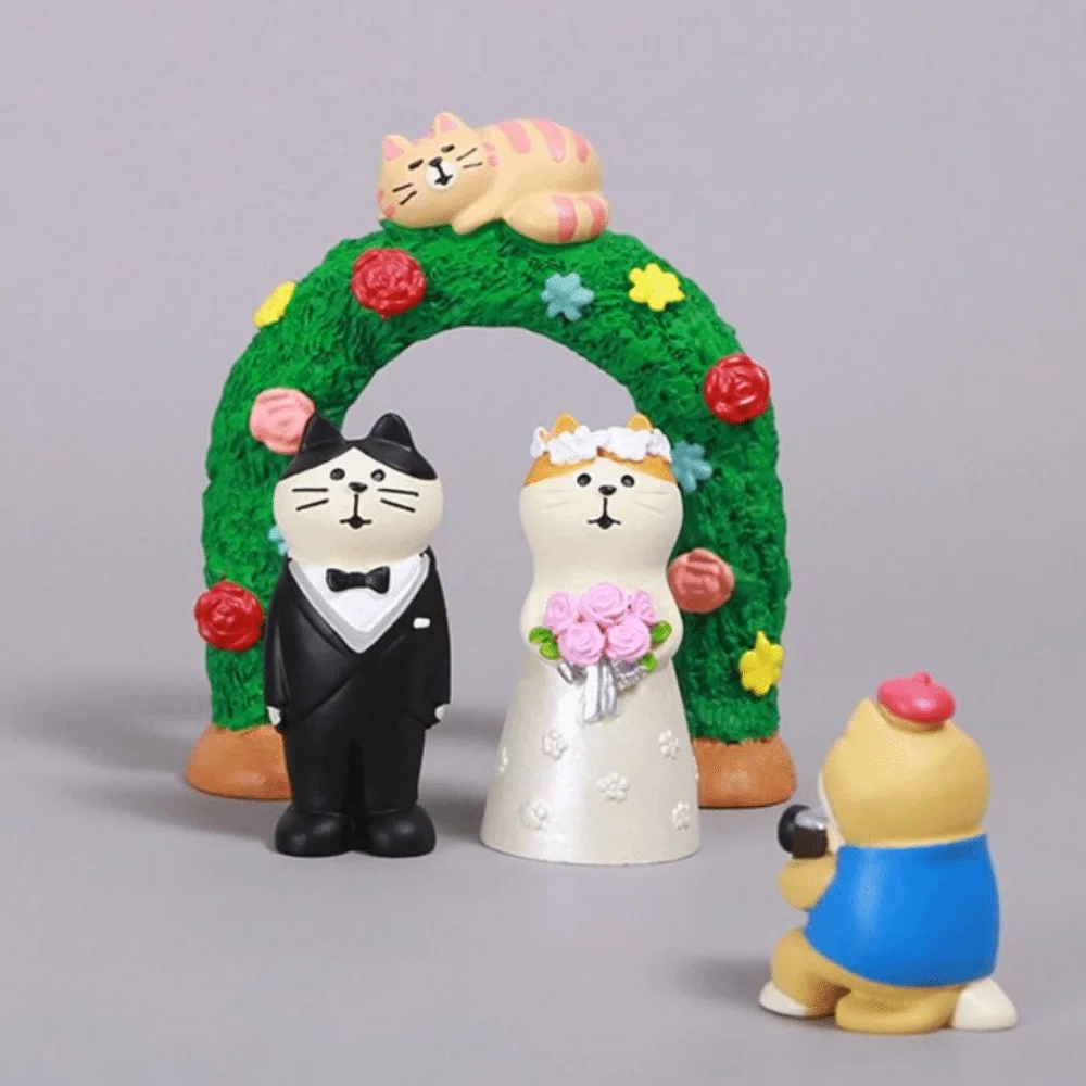

DIY Mini Wedding Arch Toy Japanese Style Zakka Resin Handicraft Ornaments Small Japanese Grocery Mini Cat Figurine