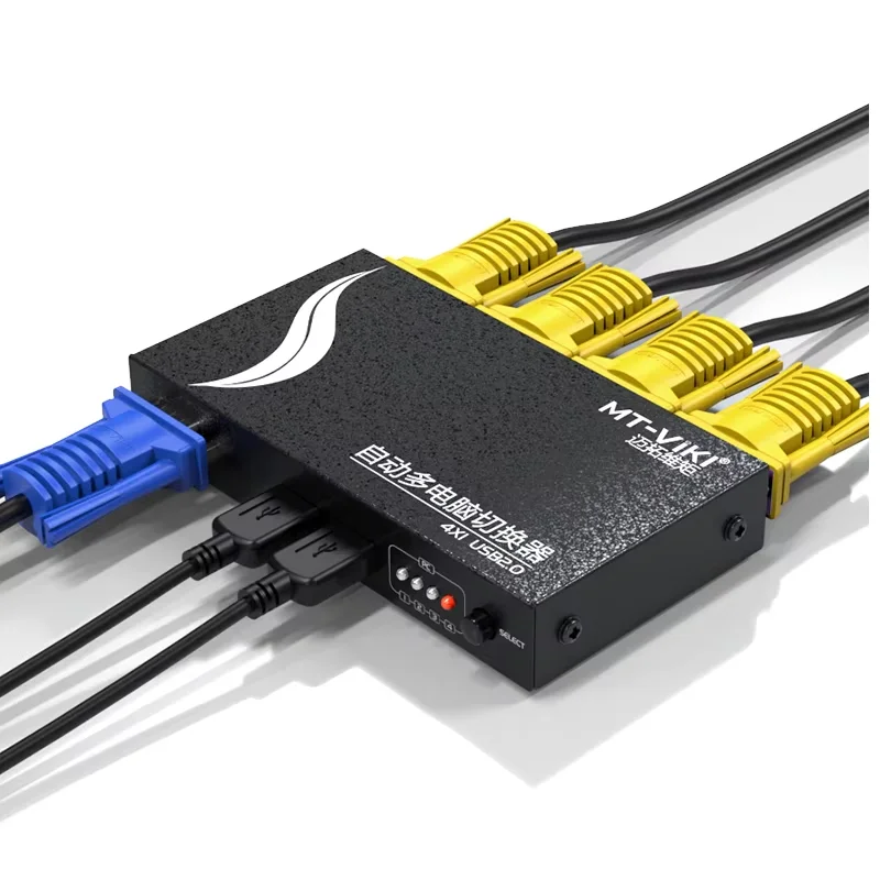 MT-Viki 4 منافذ USB KVM التبديل Hotkey حدد مع الكابلات الأصلية غلاف معدني دقة الكمبيوتر إدارة إرسال كابل MT-471UK-L