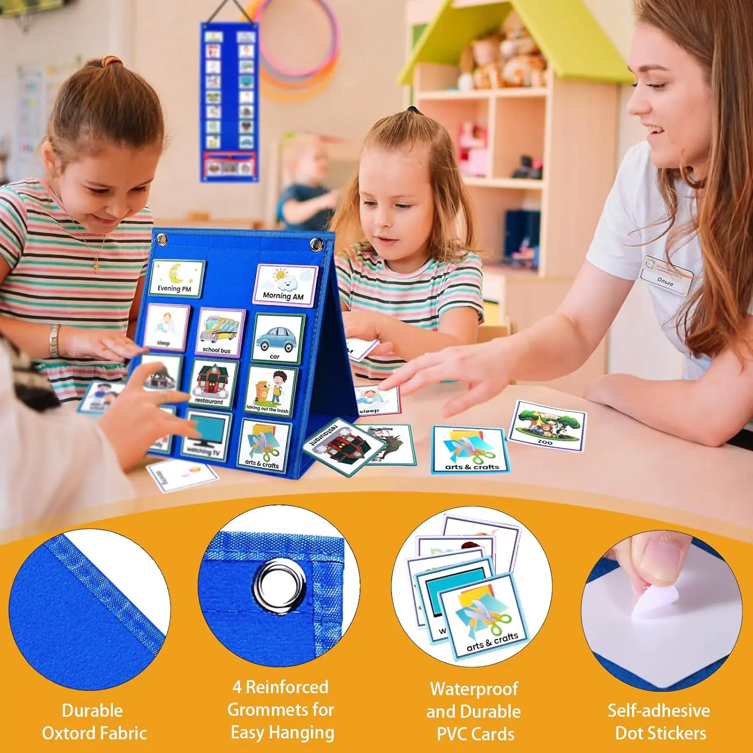 Visual Schedule Chart for Kids 3 in 1 Daily Chore Chart With 70 Cards Autism Learning Materials for Home School