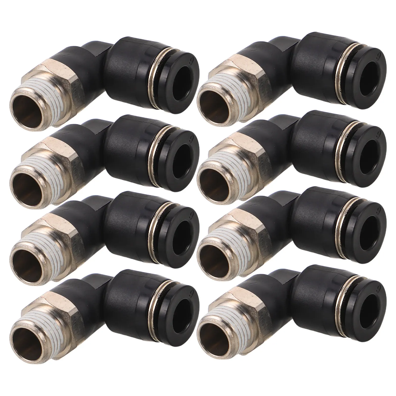 8Pcs Pneumatic Quick Connectors Metal Elbow Push to Connect Fittings Air Hose Connectors Coupling