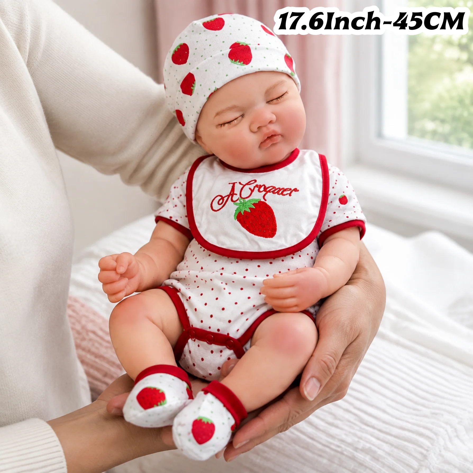 Sleep 45CM Silicone Doll Already Painted New Design Open Mouth Ultra-Soft reborn de silicona doll Ideal Gift For Kids' Birthday