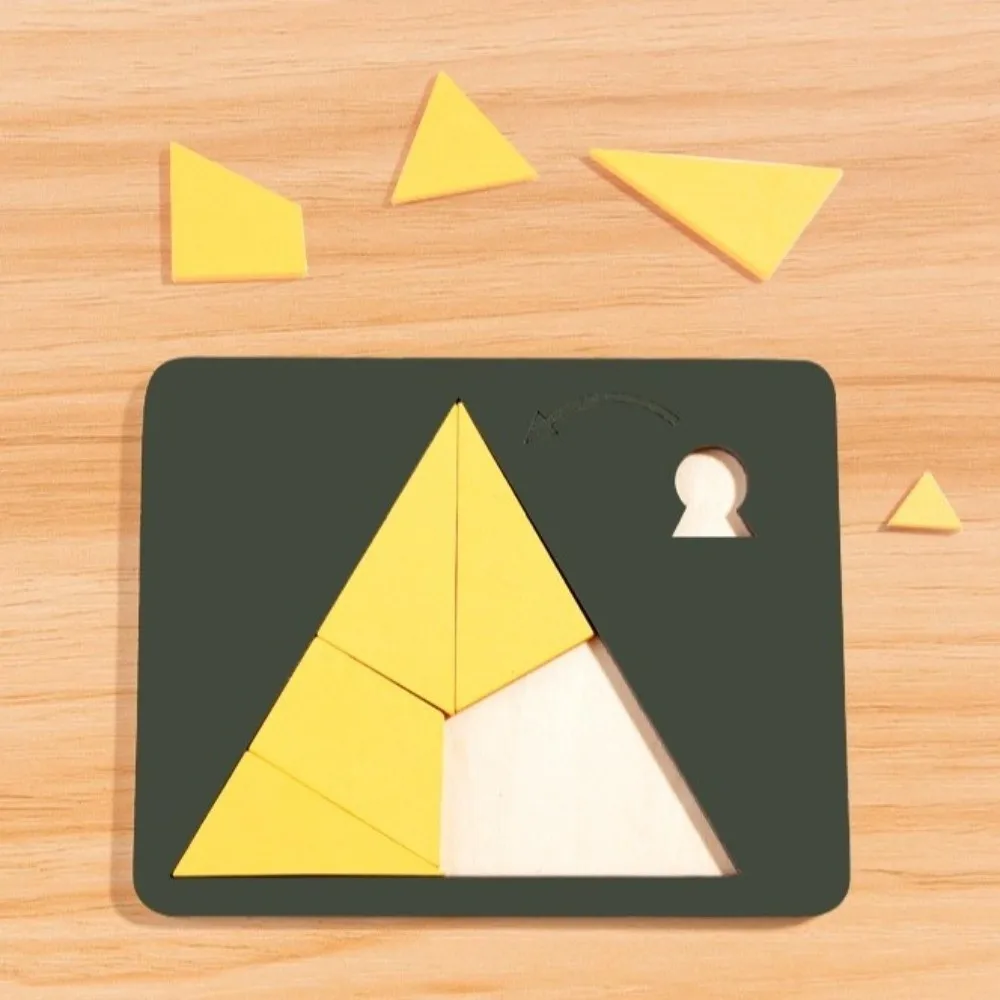 New Irregular Shape Triangle Puzzle Colorful Logic Training Wooden Jigsaw Montessori Three-Dimensional Building Blocks
