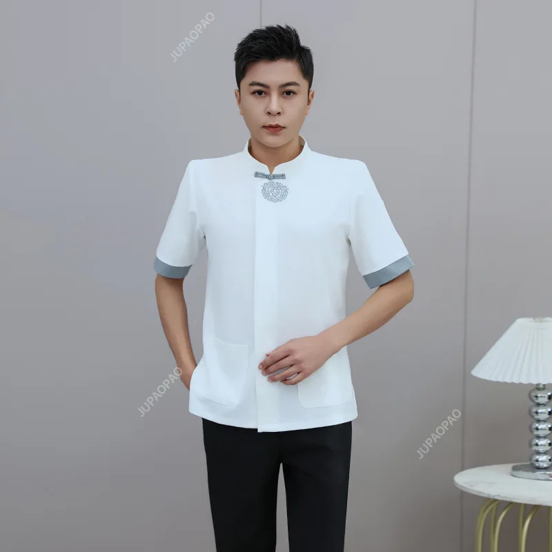 2024 Beauty Salon Estheticienne Spa Uniform Massage Work Clothes Foot Therapist Work Gowns for Men Beautician Uniform Suit M-4XL