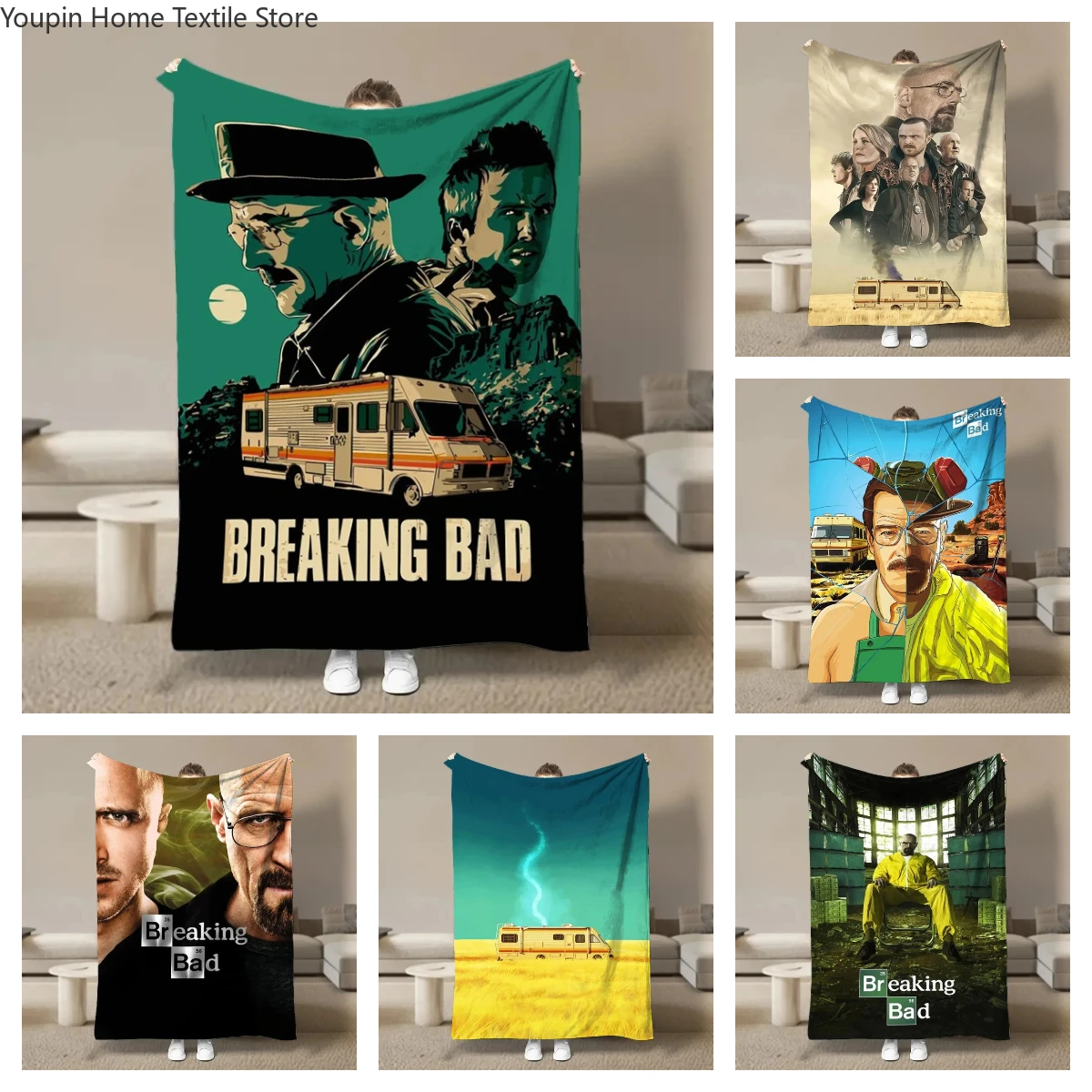 

8 Size Breaking-Bad TV Show Series Flannel Blanket Home Sofa Lunch Break Blankets Children Student Blankets Nap Cover Kid Gift