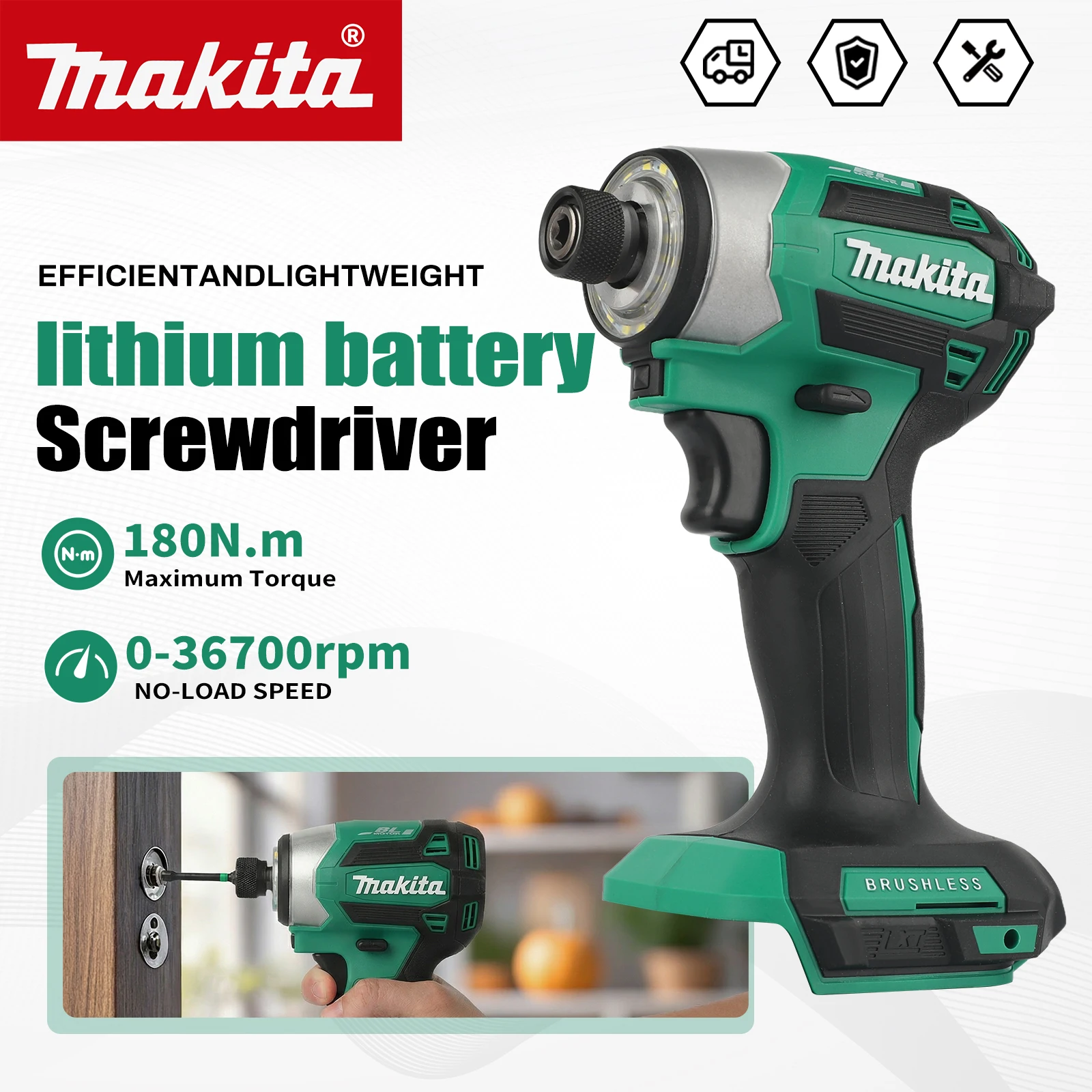 

Электрический бесщеточный дрель-шуруповерт Makita 18V DTD173 (новый, зеленый), 180 Нм, для домашнего ремонта и DIY, для работы с деревом/болтами