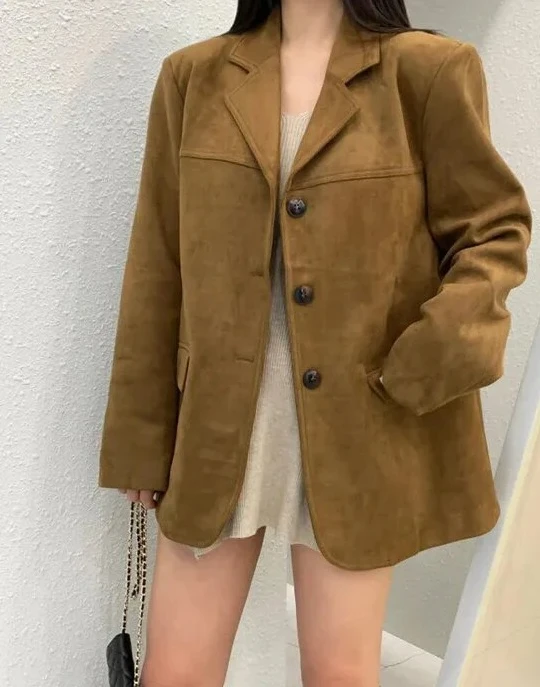 

Chic Autumn Collar Loose Casual Versatile Long Coat Women's Polyester Fiber