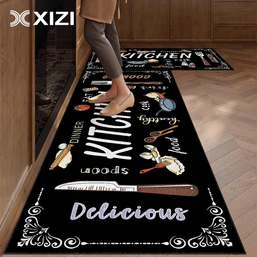 Cutlery Alphabet Collage Kitchen Anti-slip Antifouling Floor Mat Living Room Bedroom Carpet Bathroom Area Rug Home Decoration