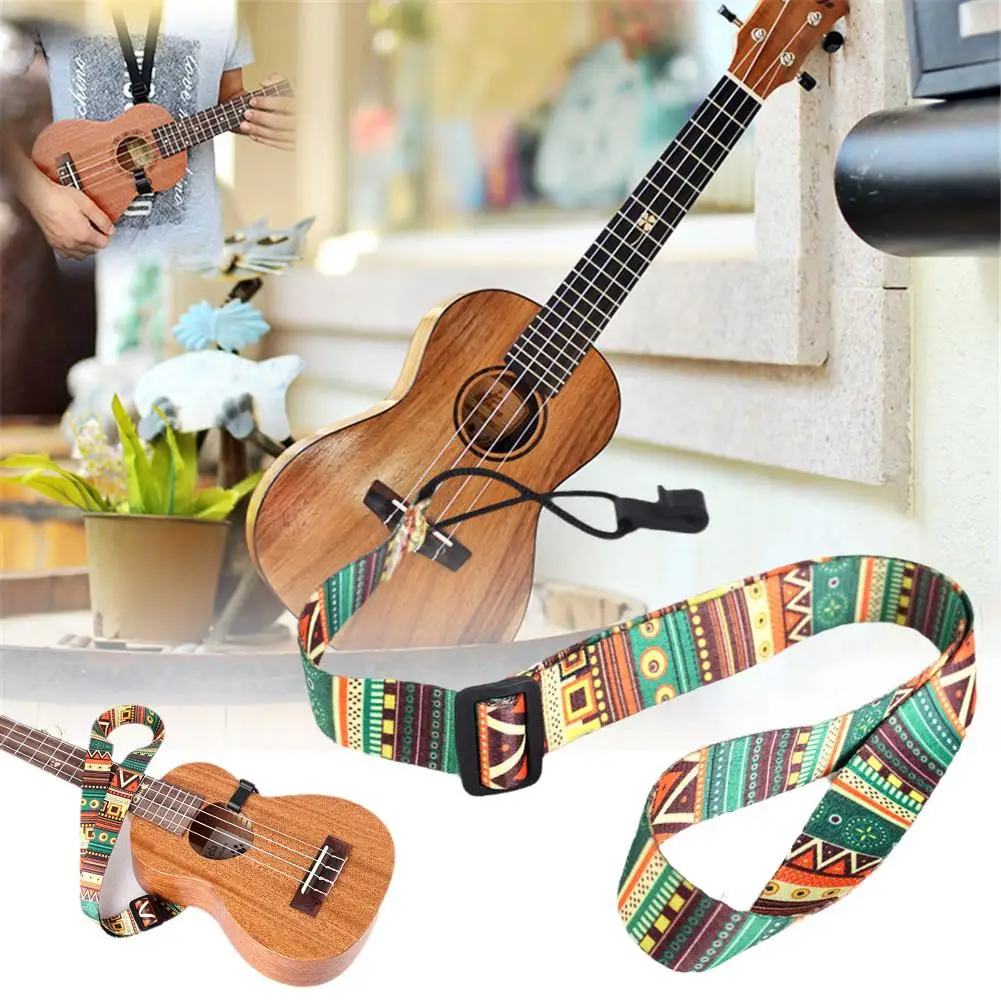 Ethnic Style Ukulele Strap Thermal Transfer Printed Guitar Accessory Shoulder Ribbon Instrument Guitar Straps Ukulele Belt L1Y0