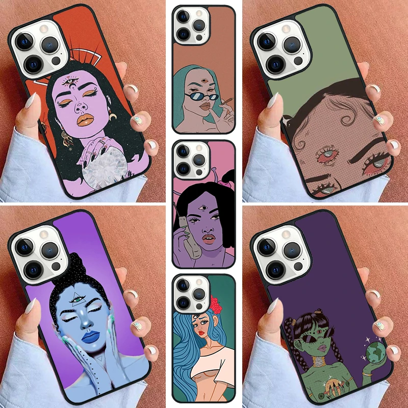 Three Eyed Girl Aesthetic Phone Case For iPhone 16 15 14 Pro 11 13 12 Mini Max SE 2020 6 7 8 Plus Cover Capa